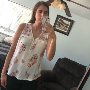 White Floral Tank